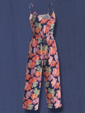 Michael Stars Multicolor Floral Rayon Drawstring Jumpsuit Romper M